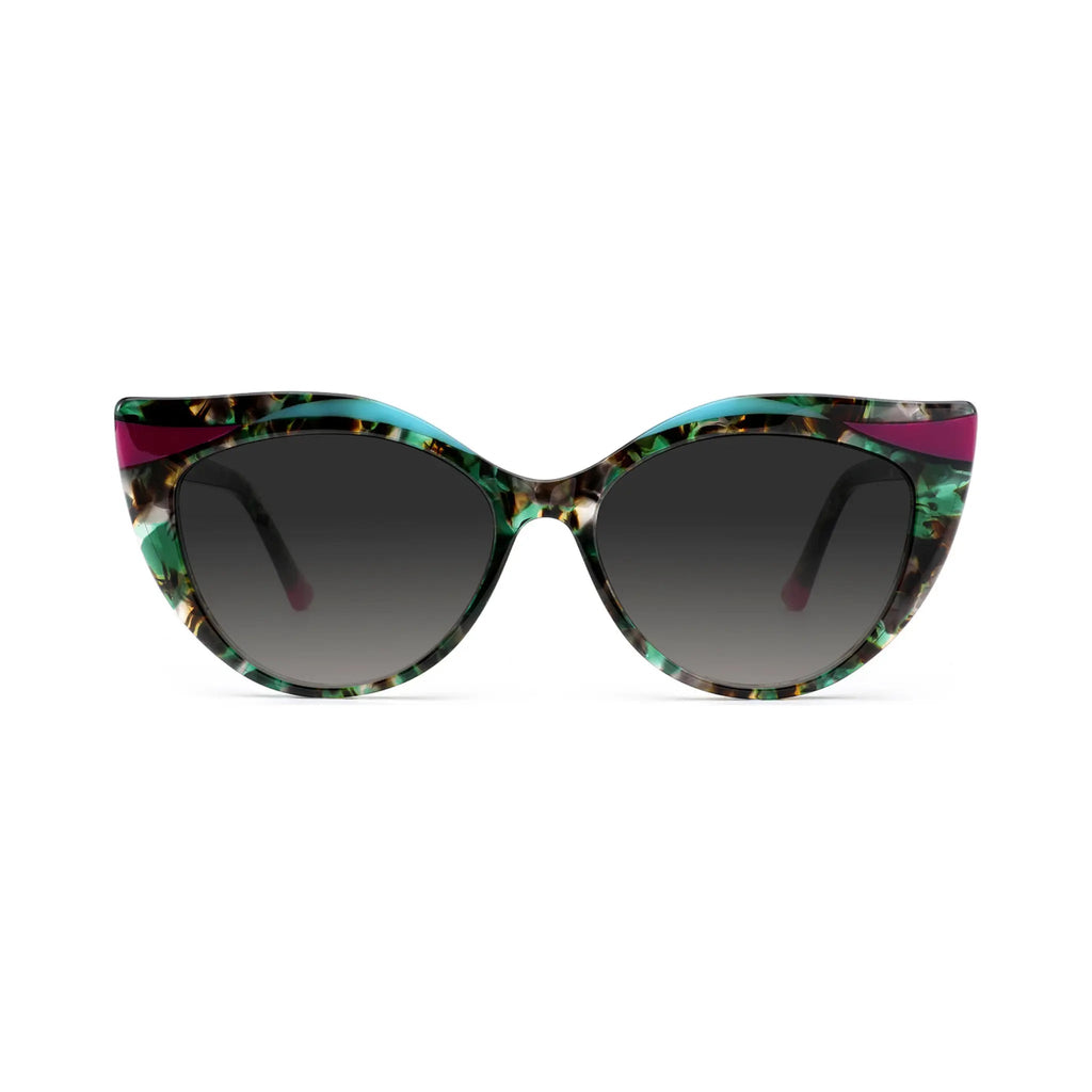 Betty’s Retro Shades Evelyn sunglasses in marbled green with grey gradient lenses