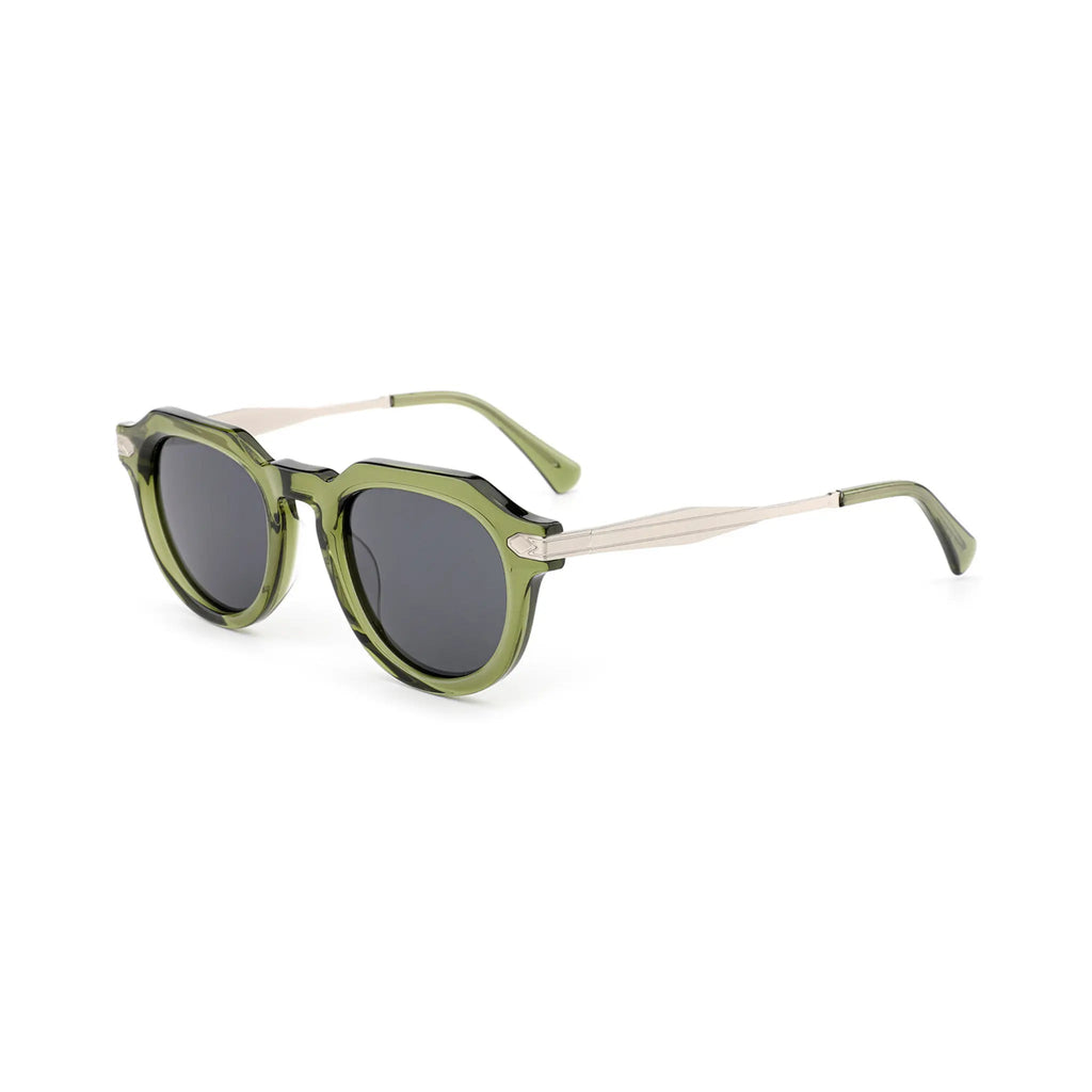 Betty’s Retro Shades Mitzi sunglasses in translucent green with dark grey lenses