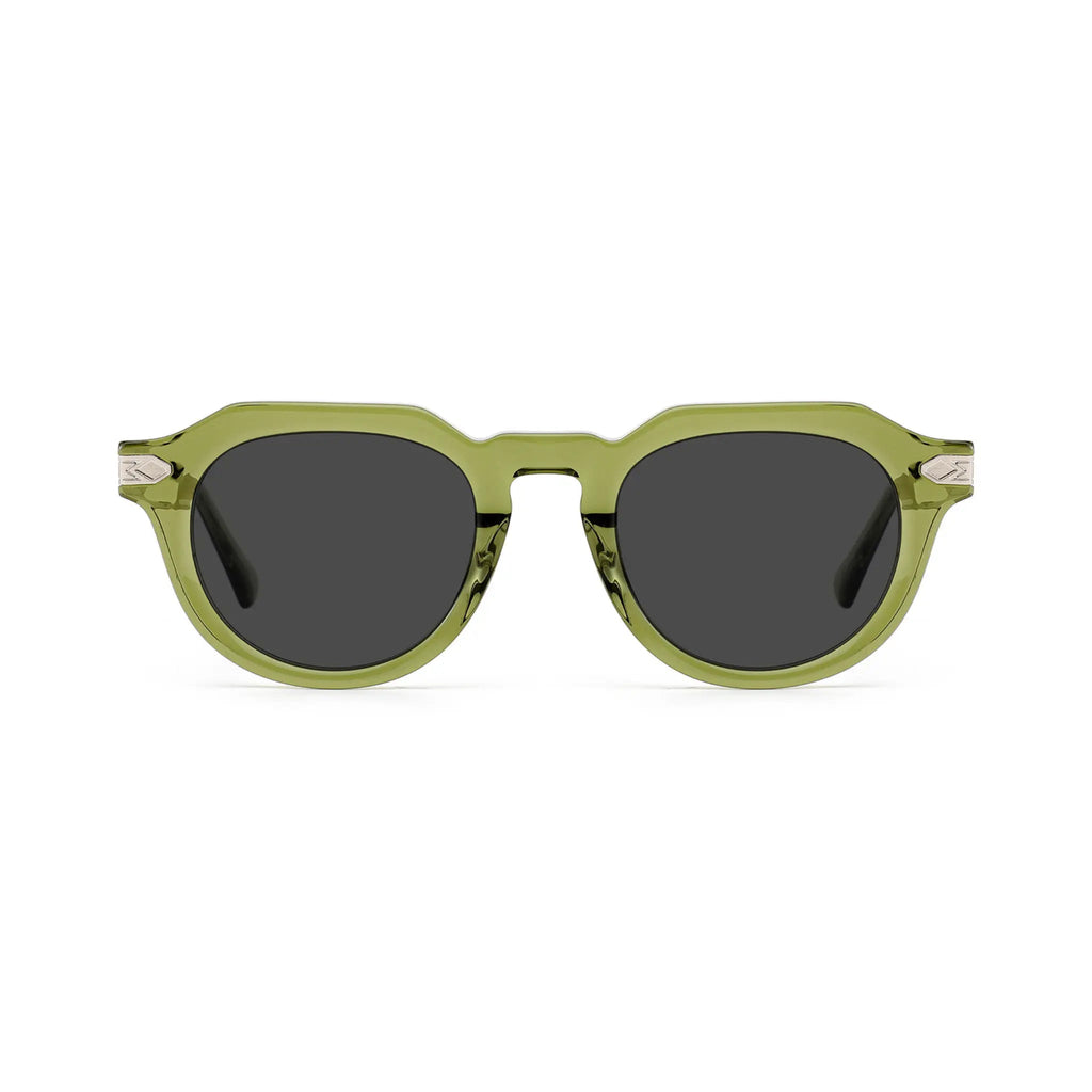 Betty’s Retro Shades Mitzi sunglasses in translucent green with dark grey lenses