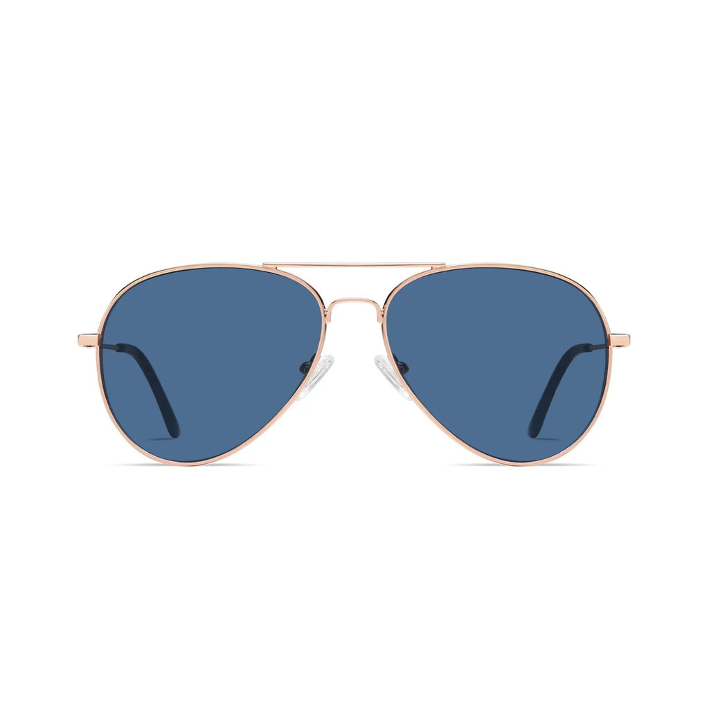 Betty’s Retro Shades Renee sunglasses in rose gold with blue lenses